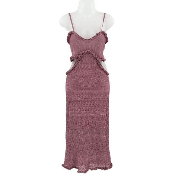 MISA LOS ANGELES Skye Midi Dress Rose Knit Cut-Out Sleeveless Stretch Small NEW - Picture 5 of 12
